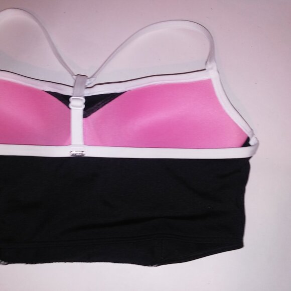 Victoria Secret PINK Sports Bra Push Up Ultimate Black White Long Line Padded Ra - Picture 8 of 10
